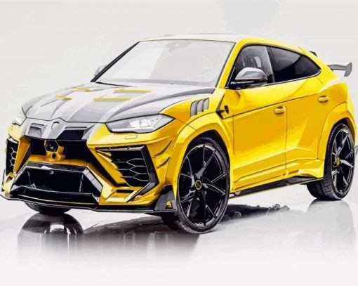 Yellow Lamborghini Urus paint by numbers