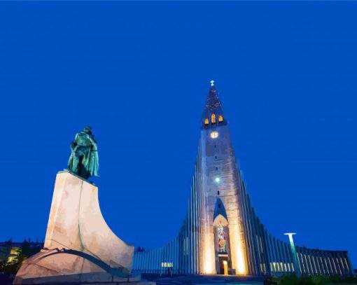 Hallgrimskirkja Church Reykjavik paint by numbers