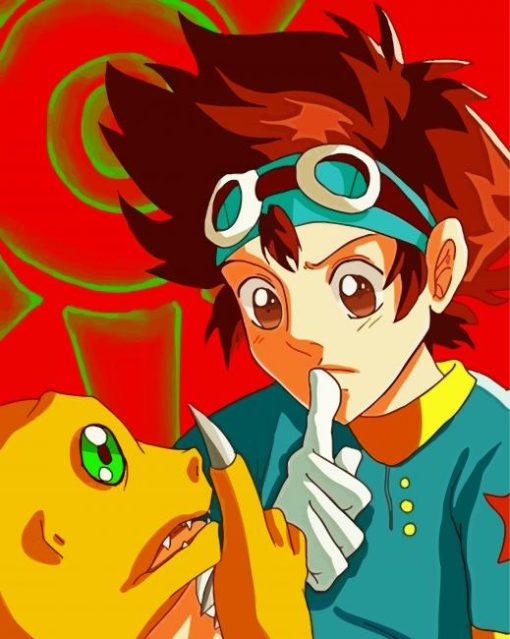 Agumon And Tai Kamiya Digimon Paint By Number