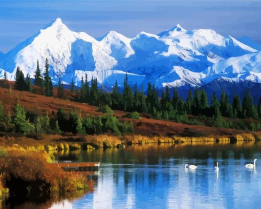 Alaska Denali Snowy Mountains paint by numbers