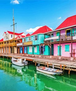 Antigua And Barbuda Colorful Buildings Paint By Number