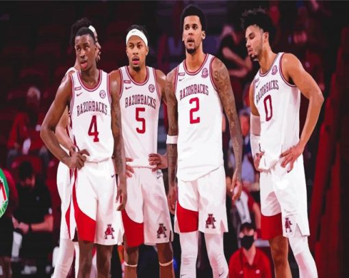 Arkansas Razorbacks Basketball Players Paint By Number