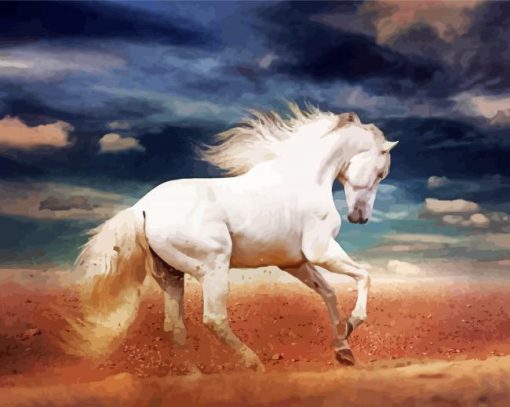 Beautiful White Andalusian Horse paint by numbers