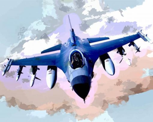 Blue Jet Fighter paint by numbers