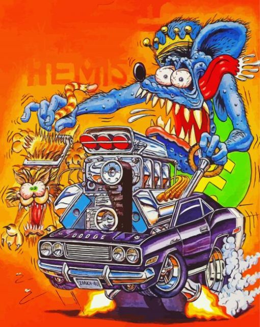 Blue Rat Fink paint by numbers