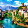 Bosnia and Herzegovina Mostar City paint by numbers