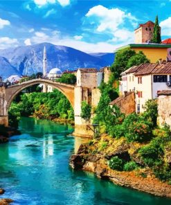 Bosnia and Herzegovina Mostar City paint by numbers