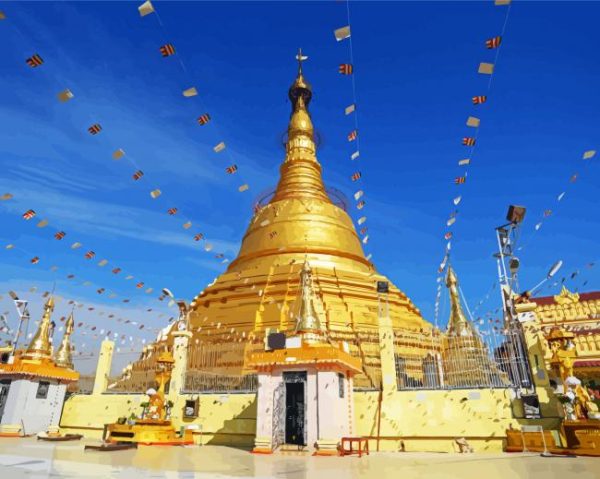 Botataung Kyaik Dae Ap Sandaw Oo Pagoda Yangon Paint By Number