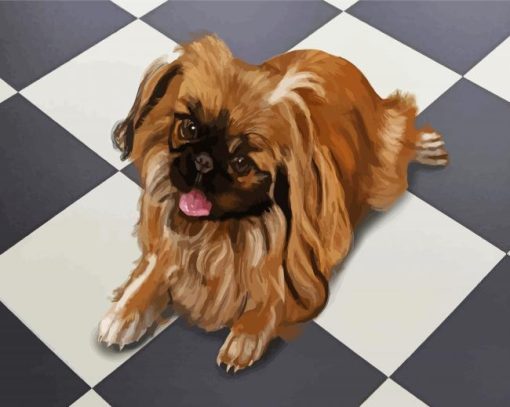 Brown Pekingese Dog paint by numbers