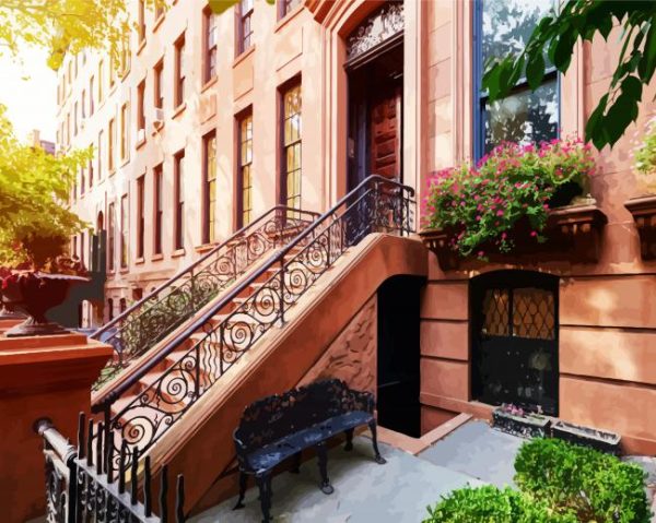 Brownstone Buildings Paint By Number