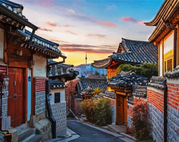 Bukchon Hanok Village Alley Paint By Number