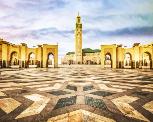 Casablanca Hassan II Mosque paint by numbers