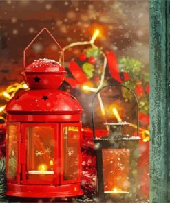 Christmastide Red Lantern Paint By Number