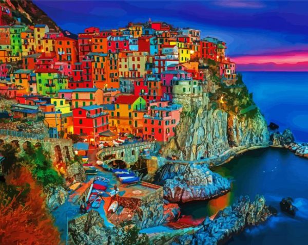 Cinque Terre Colorful Houses paint by numbers
