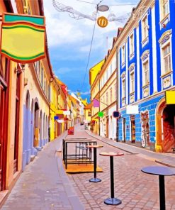 Colorful Street in Zagreb paint by numbers