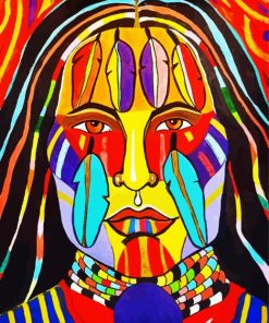 Colorful Indigenous Girl paint by numbers