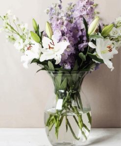 Delphiniums and Lilies Vase paint by numbers