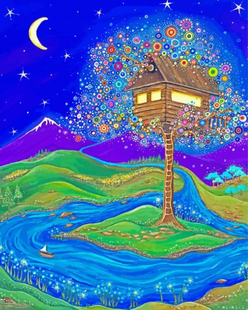 Fantasy Tree House Art Paint By Number