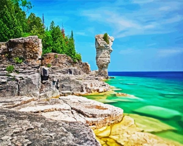 Flowerpot Island Ontario paint by numbers