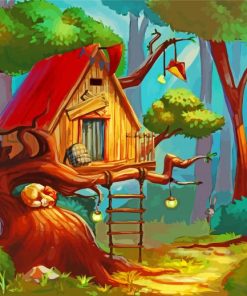 Forest Tree House Paint By Number