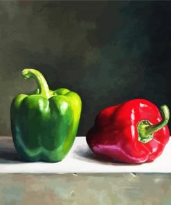 Green and Red Pepper paint by numbers