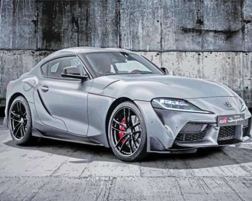 Grey Toyota Supra paint by numbers