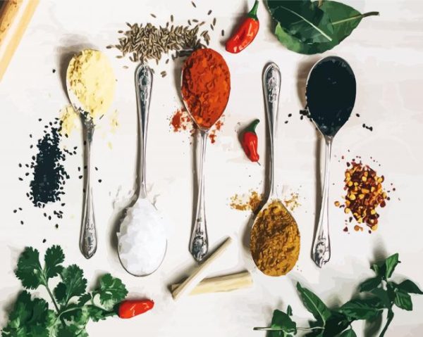 Herbs And Spices Spoons Paint By Number