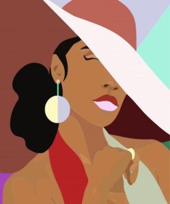 Illustration African Girl In Hat Paint By Number