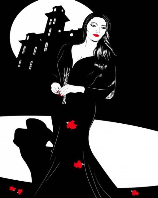 Illustration Morticia Addams Art paint by numbers