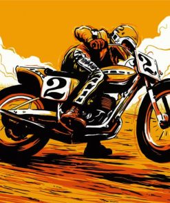 Illustration Motorcycle Race Paint By Number