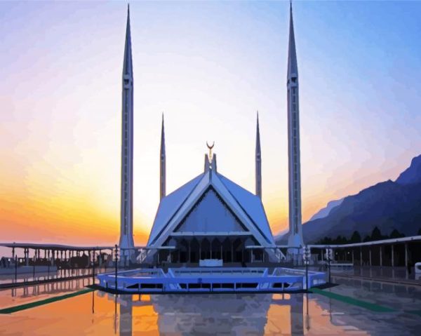 Islamabad Faisal Mosque paint by numbers