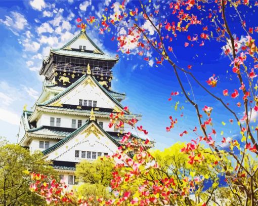 Japan Osaka Castle paint by numbers