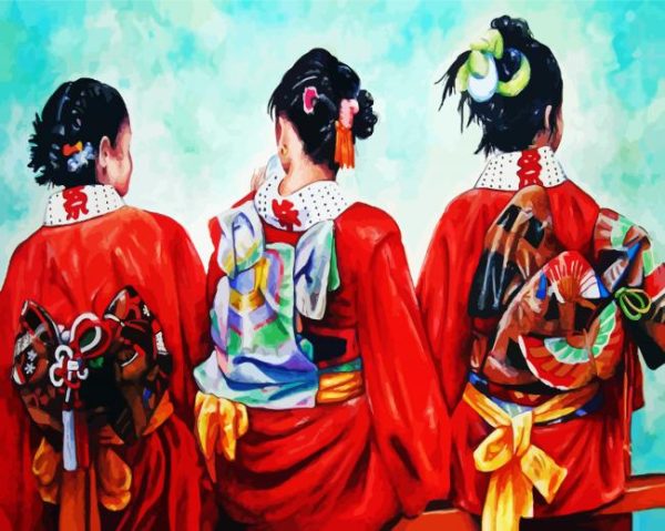 Japanese Kimonos paint by numbers