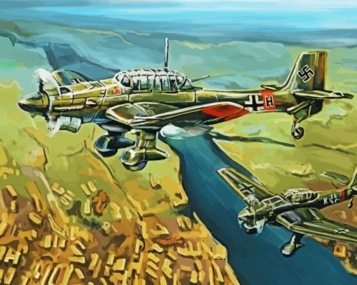 Junkers Stuka Airplane paint by numbers