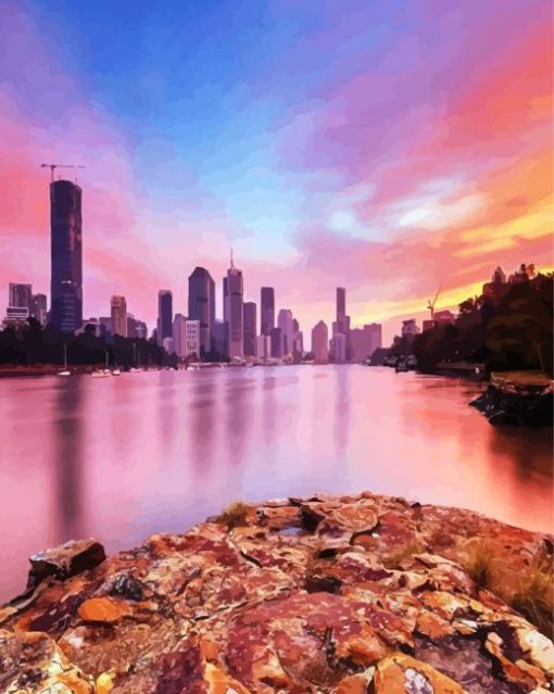 Kangaroo Point Brisbane View At Sunset Paint By Number