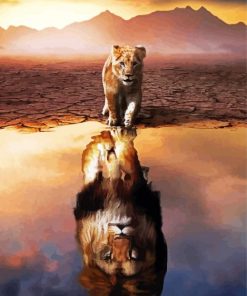 Lion Cub Reflection Paint By Number