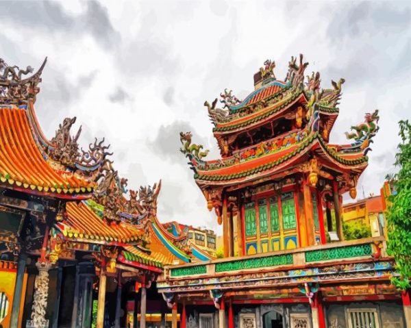 Lungshan Temple Taipei paint by numbers