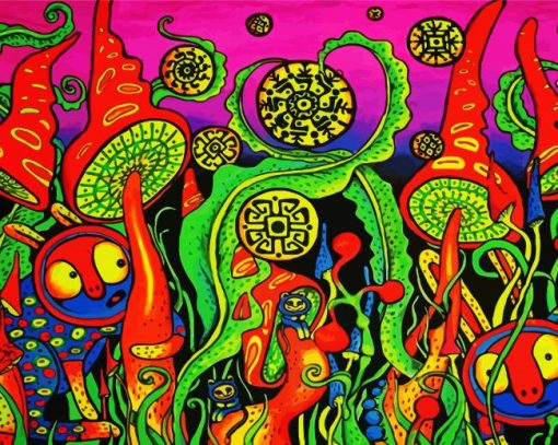 Magical Psychedelic Mushrooms paint by numbers