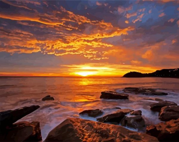 Manly Beach At Sunset Paint By Number