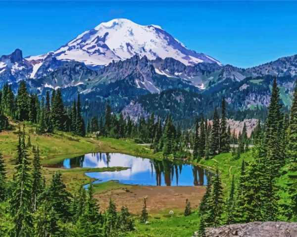 Mount Rainier Washington paint by numbers
