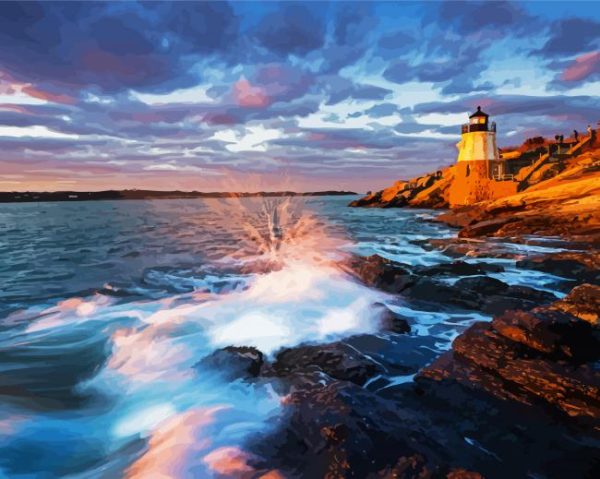 Newport Castle Hill Lighthouse Paint By Number