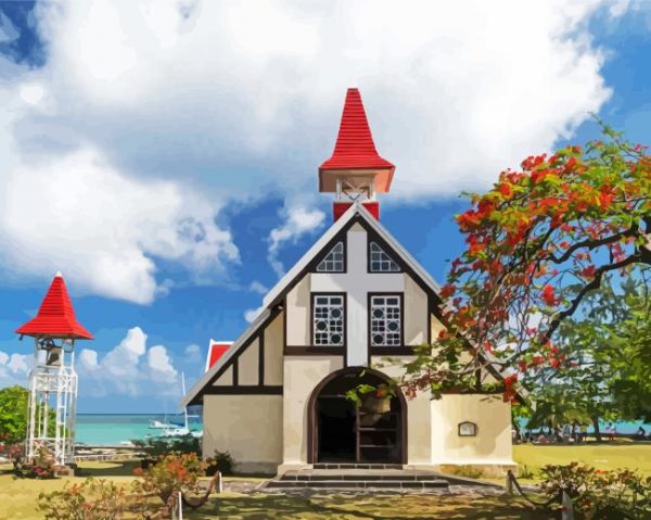 Notre Dame Auxiliatrice de Cap Malheureux Mauritius paint by numbers