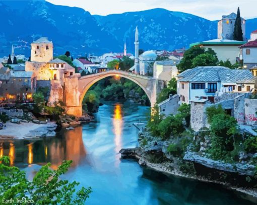 Old Bridge Mostar paint by numbers