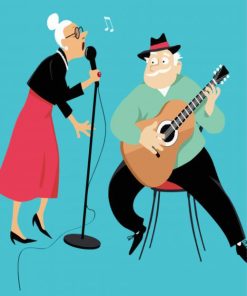 Old Couple Singing Paint By Number