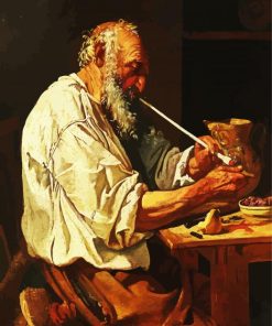 Old Man Smoking Pipe paint by numbers