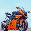 Orange Yamaha R6 paint by numbers