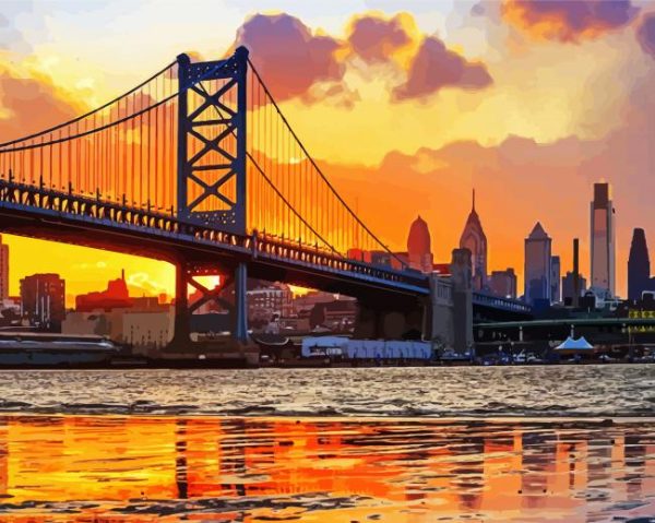 Philadelphia Benjamin Franklin Bridge Paint By Number