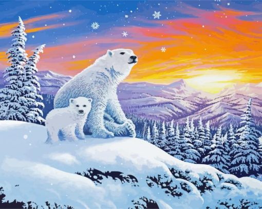 Polar Bears In Snow Paint By Number