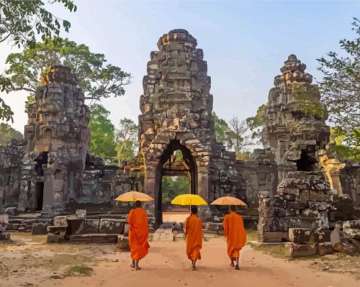 Preah Khan Temple Cambodia Paint By Number