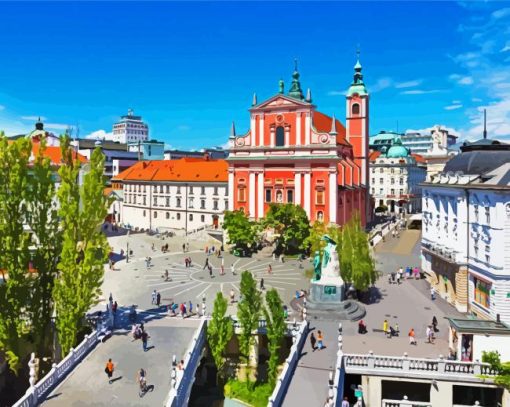 Prešeren Square Ljubljana Slovenia Paint By Number